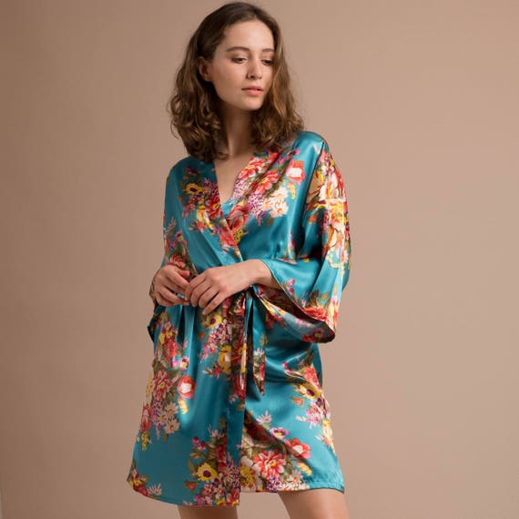 Silk Robe Floral silk robe wedding silk robe woman silk | Etsy