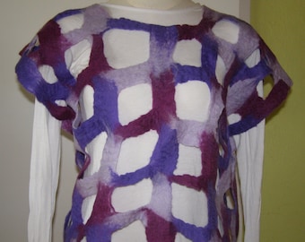 Felt vest, vest, felt top, felt shirt, top, felted shirt, top, purple