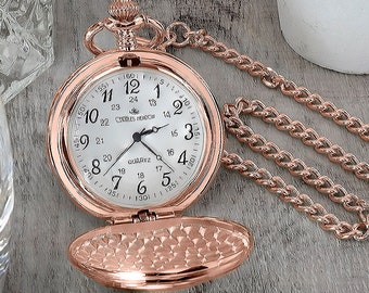 Personalised Rose-Gold Pocket Watch Engraved- Pocket Watches for Men, Father of the Bride-Usher-Page Boy-Groom Gift, Groomsmen Pocket Watch