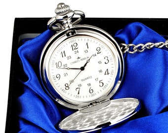 Silver Colour Pocket Watch, Wedding, Christmas, Birthday, Father's Day, Usher, PageBoy, Best Man, Father of the Groom, Groom, Engraved Free