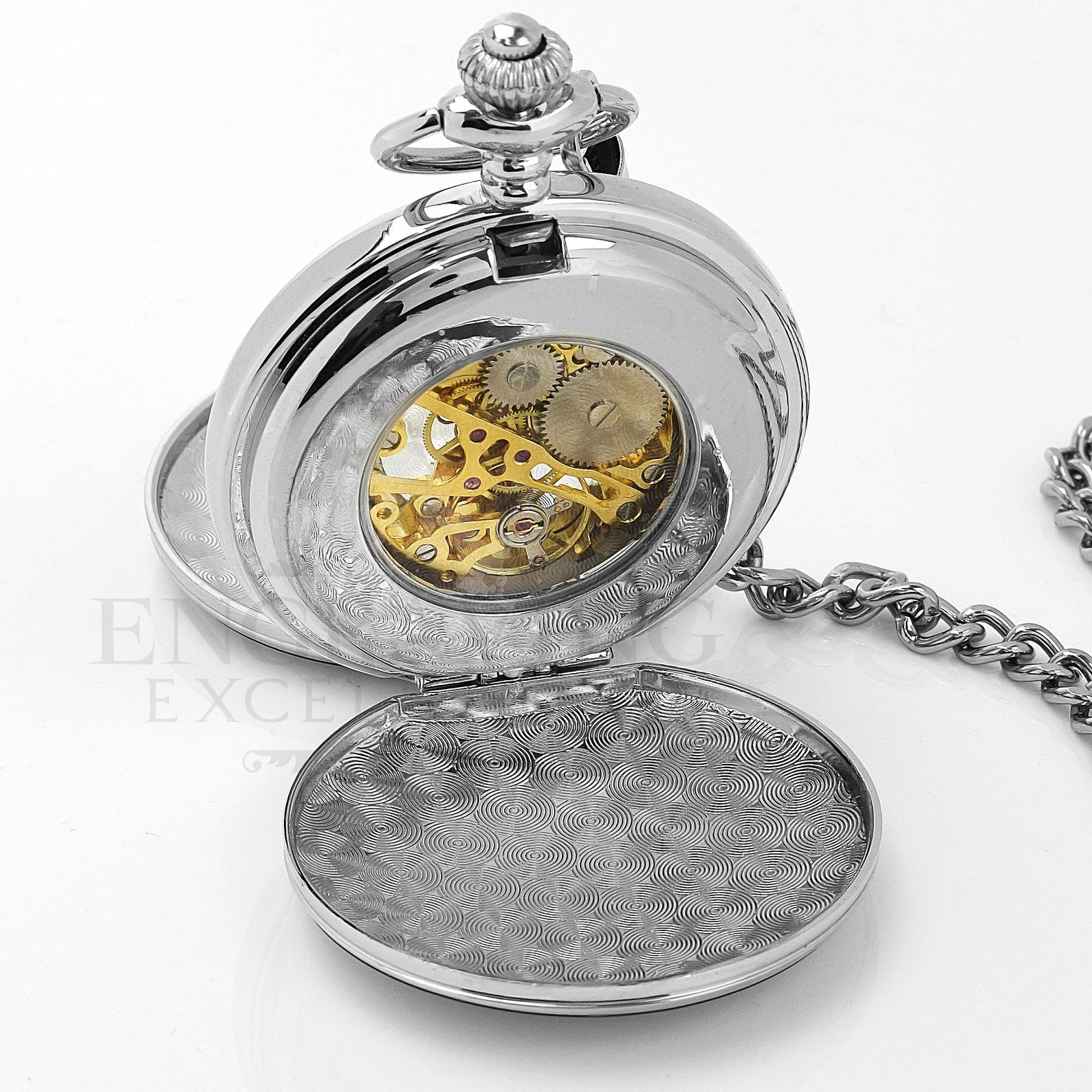 Personalised Silver Mechanical Pocket Watch Pocket Watches Etsy UK