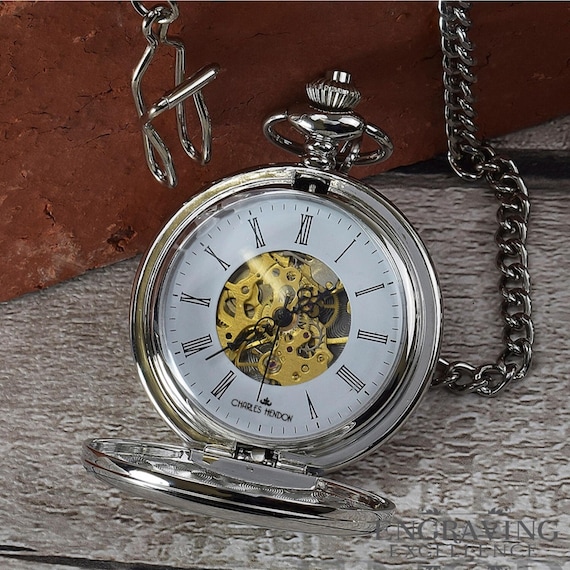 Mechanical Personalized Mens Personalised Pocket Watch Custom Made
