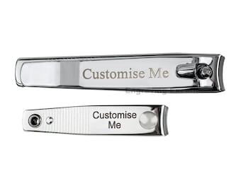 Personalised Engraved Stainless Steel Nail Clippers - Custom Nail Clippers Set - 1  Small & 1 Large Nail Clipper - Father's Day Gift