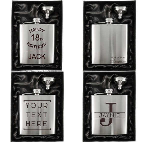 Personalised Engraved Hip Flask Custom 6oz Hipflask Wedding Gift