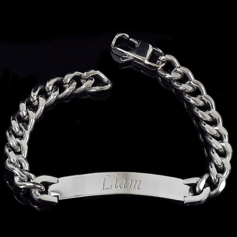 Personalised Mens Stainless Steel ID Bracelet Stainless ID Etsy
