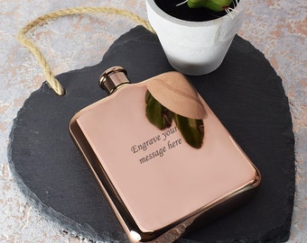 Engraved Rose Gold Hip Flask – Personalised Stainless Steel Flask