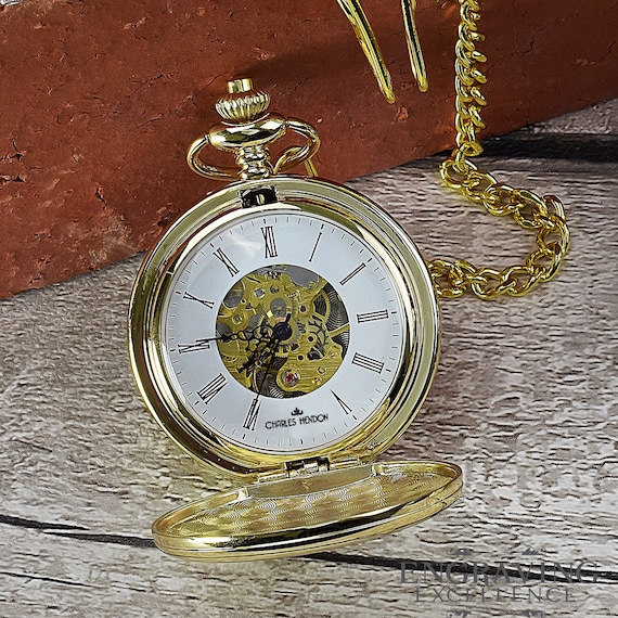 Personalised Gold Mechanical Pocket Watch Pocket Watches for Men Groomsmen Pocket Watch father of the Bride Page Boy Engraved Free Etsy UK