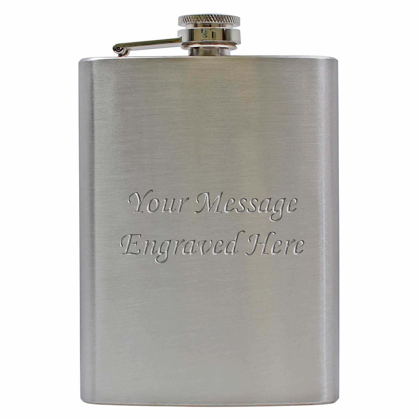 Personalised Stainless Steel 6oz Hip Flasks In A Black Lined Satin Gift Box Funnel (Design 2 - Foto 2