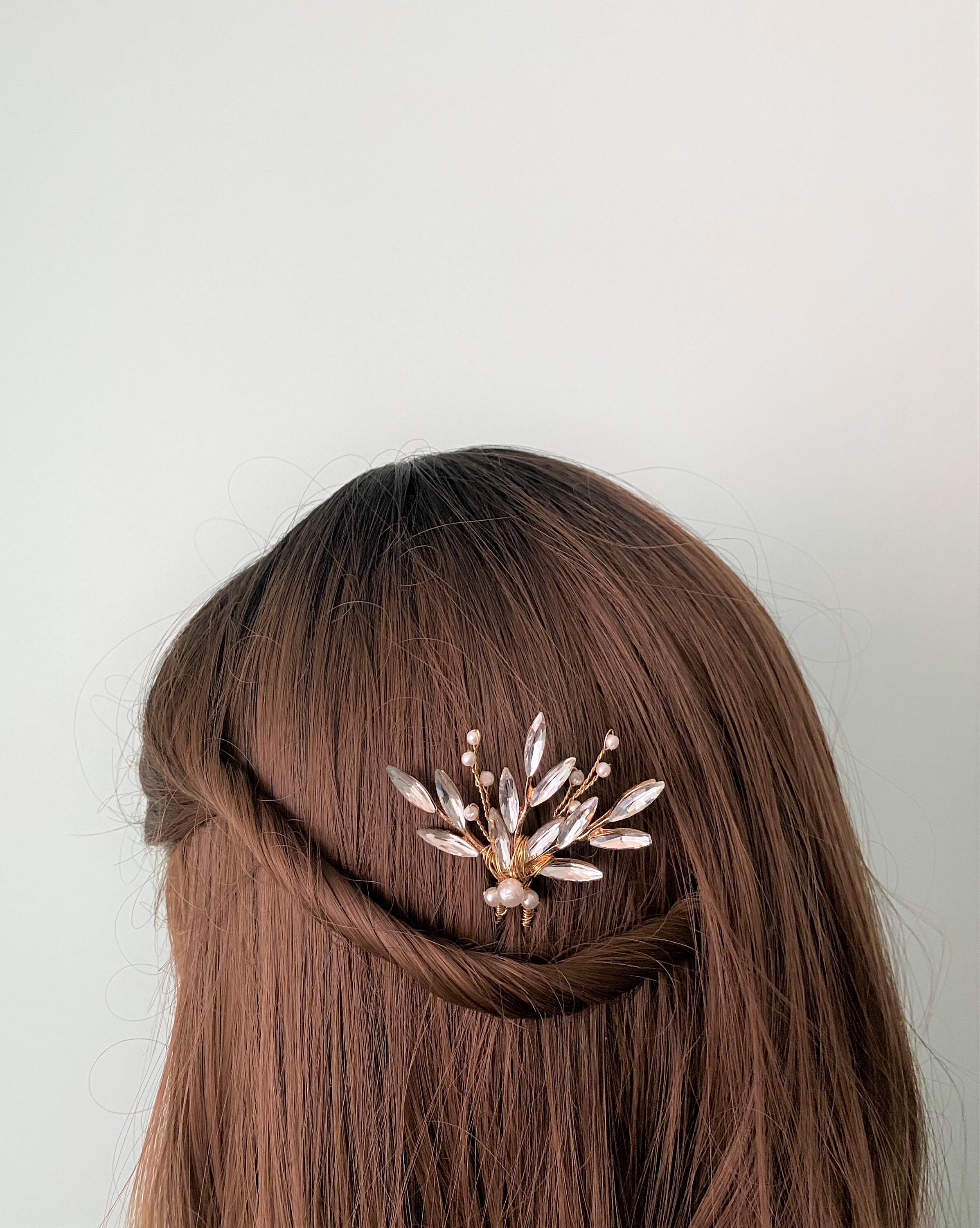 Crystal Pearl Bridal Olive Leaf Hair Pin Leaf Hair Pin Etsy
