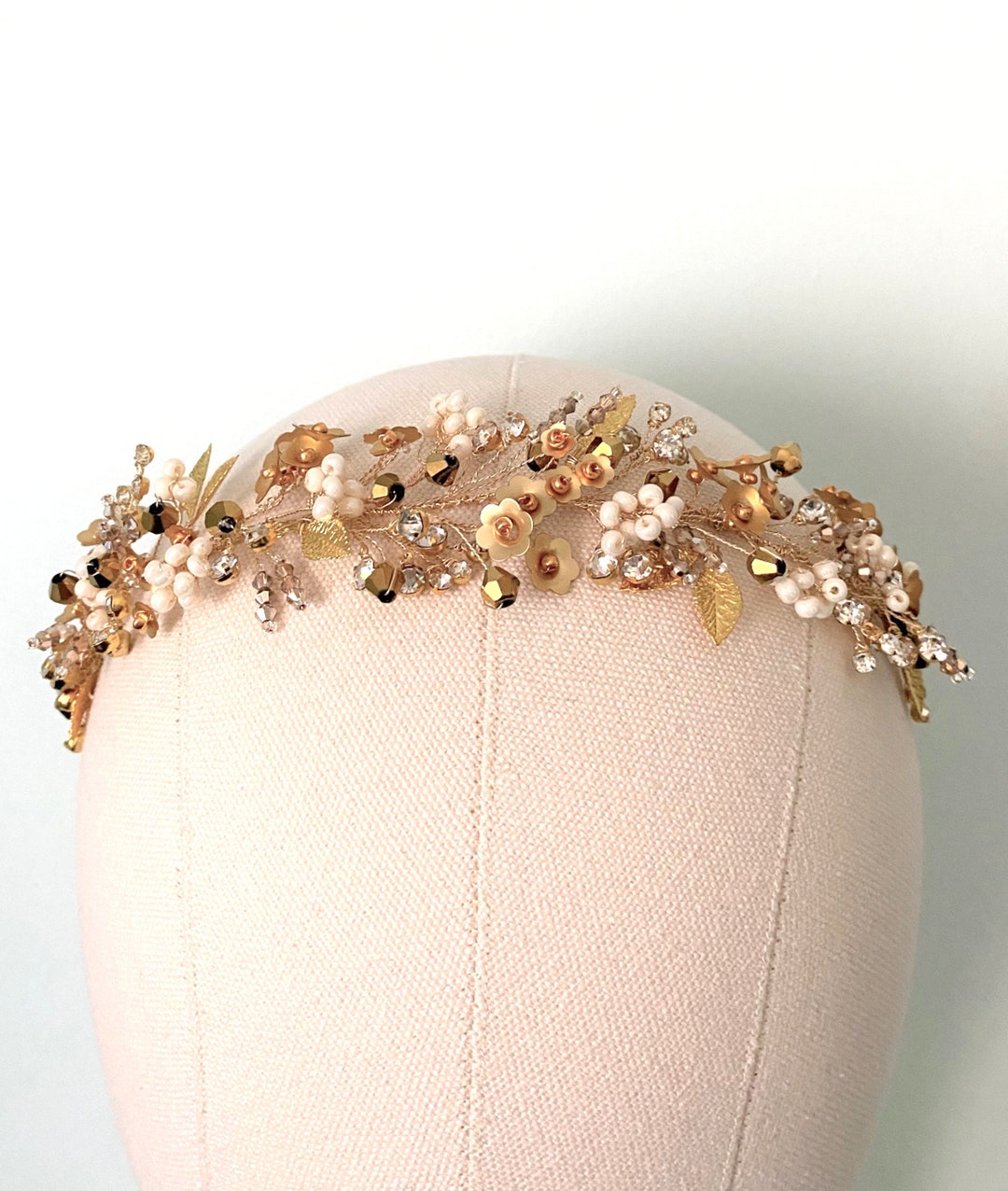 Pearl Hair Vine Gold Crystal Flower Bridal Hair Accessories