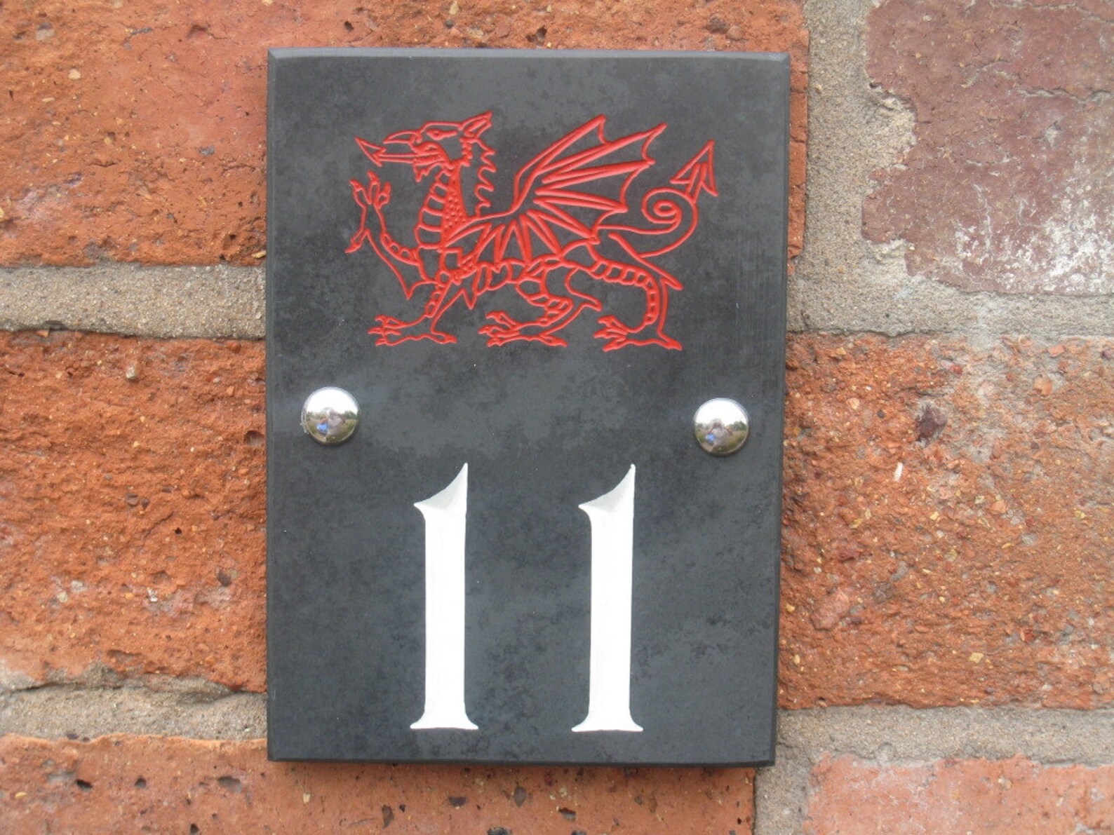 Engraved Slate House Number With Hand Painted Engraved Motif Etsy