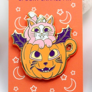 Pink Pumpkin Spice Kitty Enamel Pin