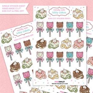Kitty Cakes Kiss Cut Paper Sticker Sheet