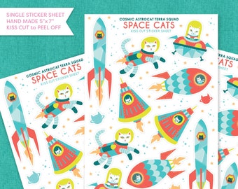 Space Cats Kiss Cut Paper Sticker Sheet