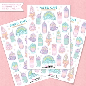 Pastel Cafe Kiss Cut Paper Sticker Sheet