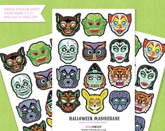 Halloween Maskerade Kiss Cut Papier Sticker Sheet