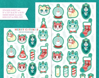 Merry Catsmas Kiss Cut Paper Sticker Sheet