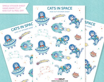 Astro Cats Kiss Cut Paper Sticker Sheet