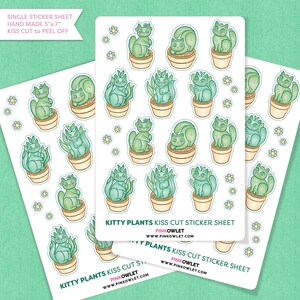 Folha de adesivos de papel cortado de Kitty Plants Kiss
