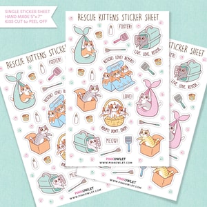 Rescue Kittens Kiss Cut Paper Sticker Sheet