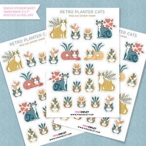 Reto Überwurf Katzen Kiss Cut Papier Sticker Sheet