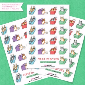 Cats in Boxes Kiss Cut Paper Sticker Sheet