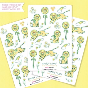 Hoja de pegatinas de papel cortado con beso de Dandy Lions