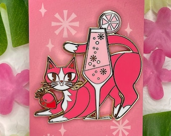 Meowmosa Cocktail Kitties Enamel Pin