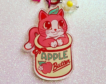 Apple Butter Jam Cats Acrylic Charm Keychain
