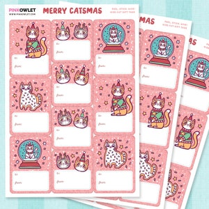 Merry Catsmas Gift Stickers Sheet Peel-off Labels
