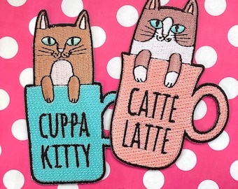 Coffee Cats Iron-on Patch