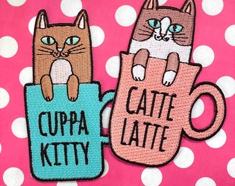 Coffee Cats Iron-on Patch