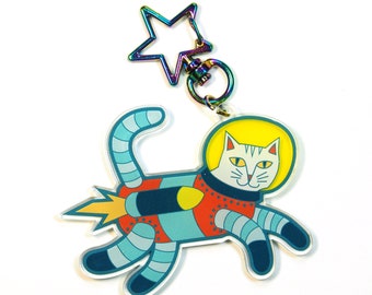 Space Cat Acrylic Charm Keychain