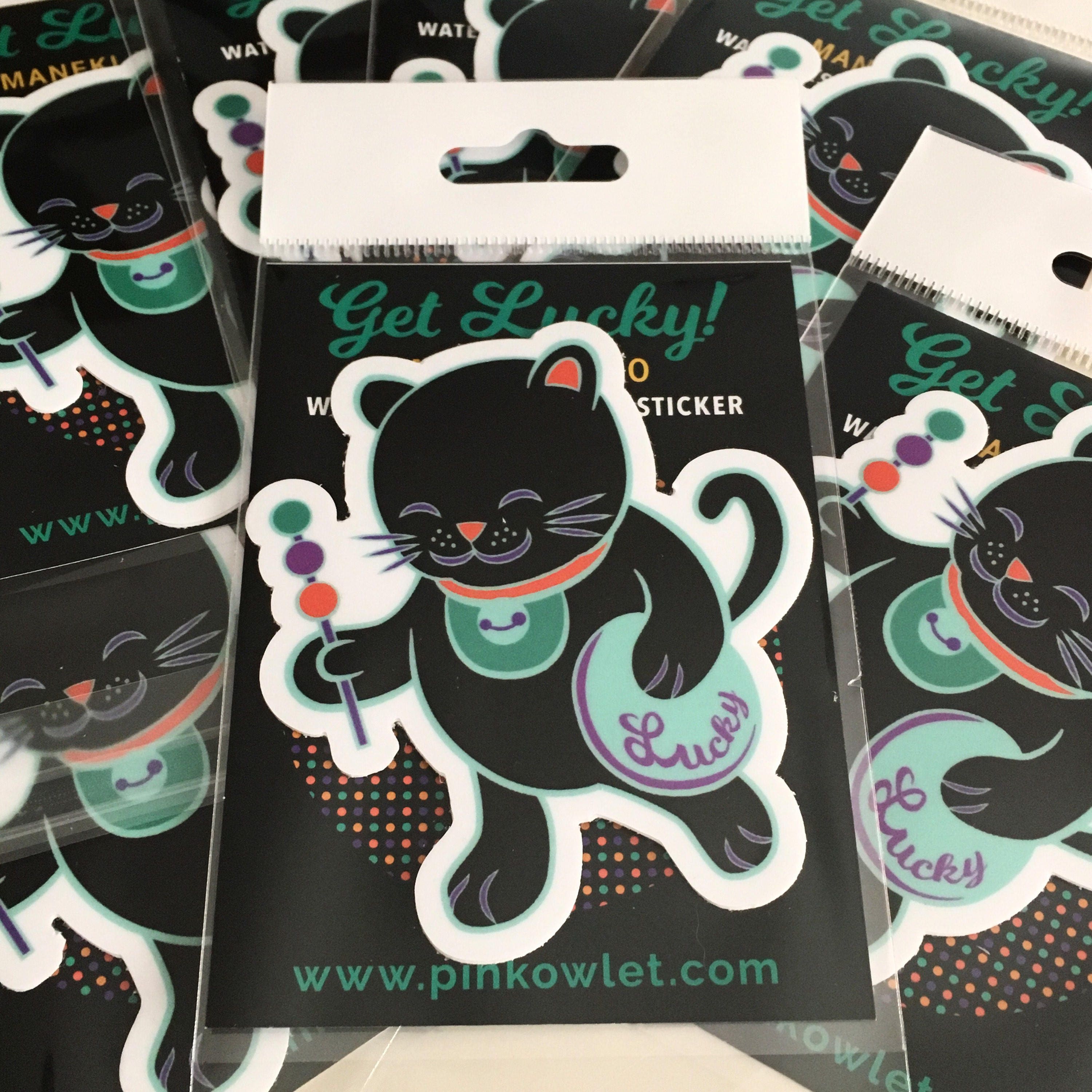 Lucky Cat Vinyl Sticker - Etsy