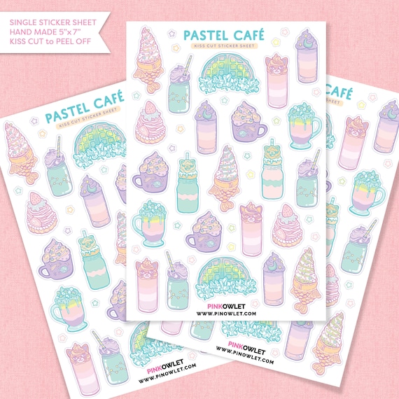 Pastel Cafe Kiss Cut Paper Sticker Sheet