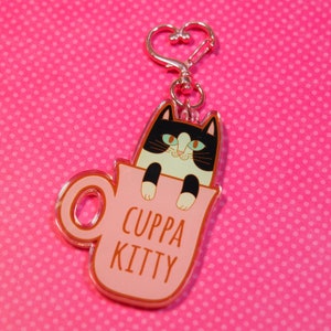 Cuppa Kitty Acrylic Charm Keychain image 3