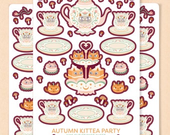 Stickervel Kittea Tea Party Kiss gesneden papier