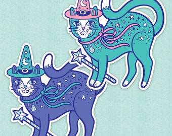 Pastel Kitty Witch Vinyl Sticker
