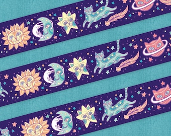 Nastro washi con gatti celesti nello spazio