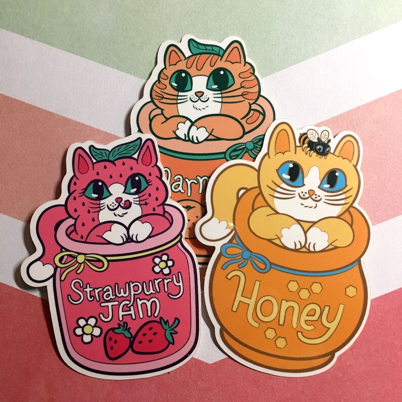Jam Cats Vinyl Sticker Set Etsy