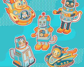 Cat Bots Vinyl Stickers