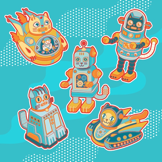 Cat Bots Vinyl Stickers