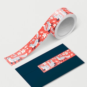 Taśma washi z motywem zimowych lisów