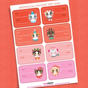 Meowgical Holiday Cats Gift Tag Sticker Sheet Set