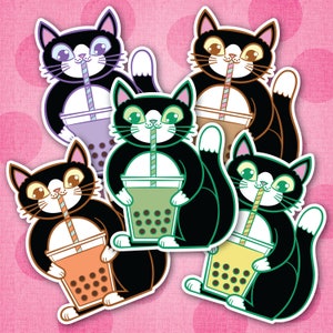 Kitty Loves Bubble Tea Vinyl Sticker