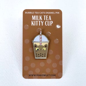 Kitty Cup Bubble Tea Cats Enamel Pin