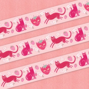 Strawberry Cats Glitter Washi Tape