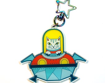 UFO Cat Acrylic Shark Keychain