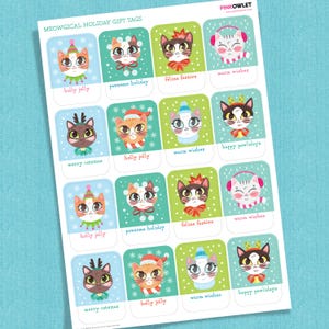 Meowgical Holiday Cats Mini Gift Tag Sticker Sheet Set