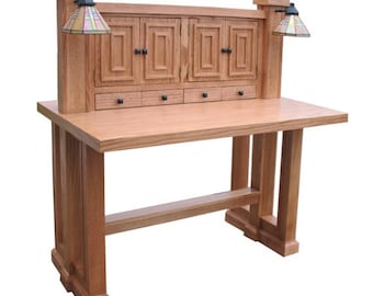 Handmade Reproduction of 1908 Lighted Desk